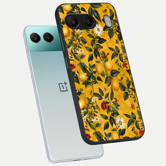  Golden Lemon Field phone case For Oneplus Nord 4 showing premium glass back cover with detailed artwork