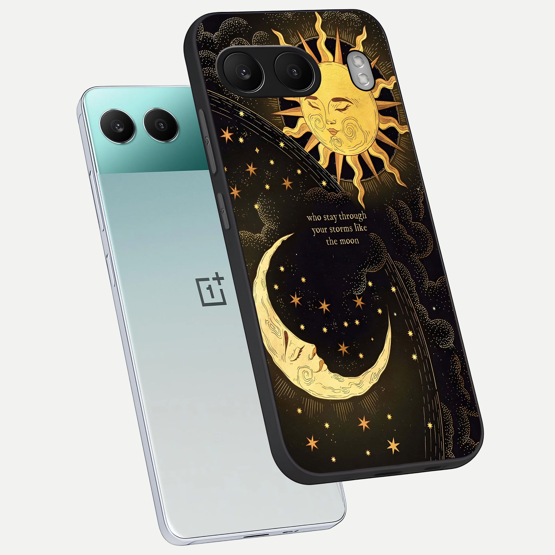  Golden Lunar Love phone case For Oneplus Nord 4 showing premium glass back cover with detailed artwork