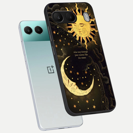  Golden Lunar Love phone case For Oneplus Nord 4 showing premium glass back cover with detailed artwork