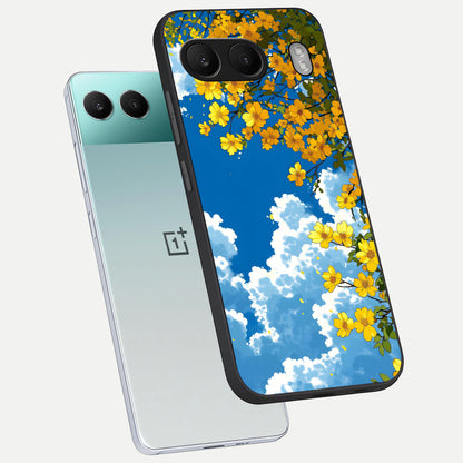 Golden Petal Sky phone case For Oneplus Nord 4 showing premium glass back cover with detailed artwork