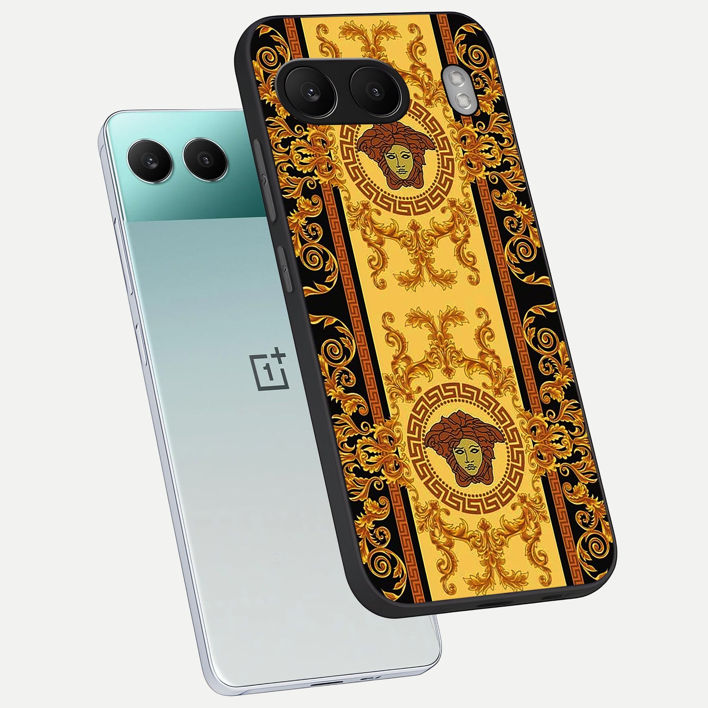  Golden Royal Heritage phone case For Oneplus Nord 4 showing premium glass back cover with detailed artwork