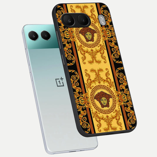  Golden Royal Heritage phone case For Oneplus Nord 4 showing premium glass back cover with detailed artwork