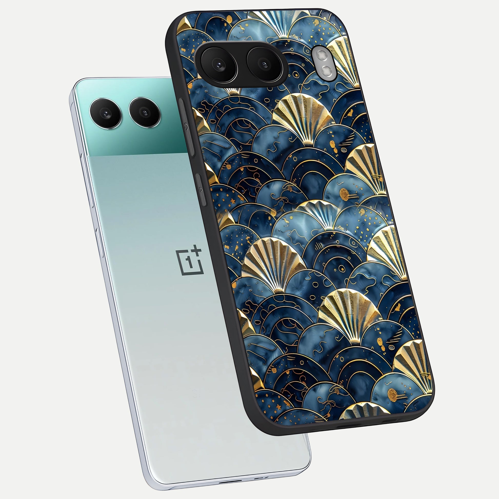  Golden Wave Luxe phone case For Oneplus Nord 4 showing premium glass back cover with detailed artwork