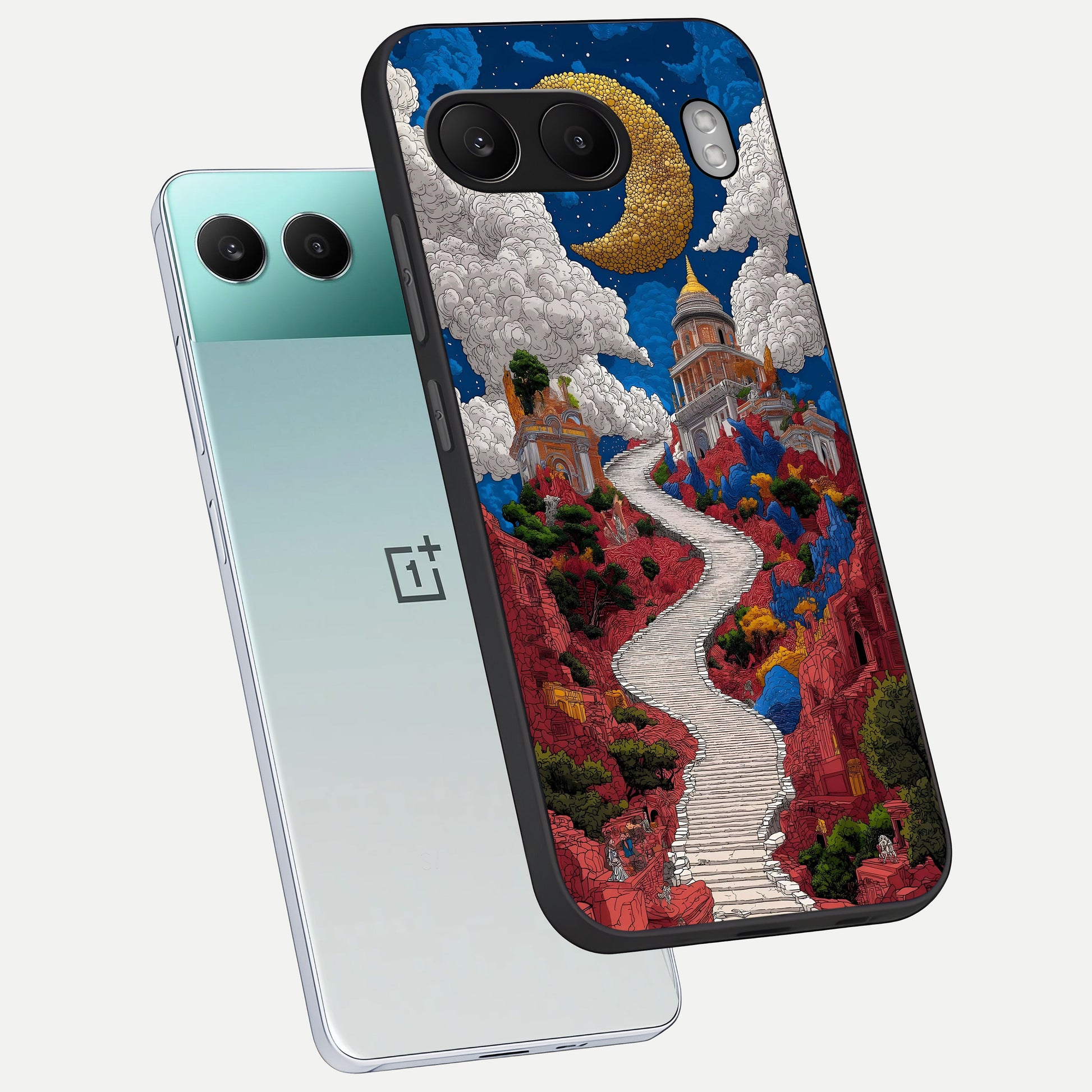  Heavenly Moon Path phone case For Oneplus Nord 4 showing premium glass back cover with detailed artwork