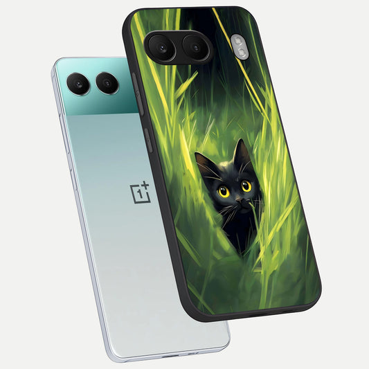  Hidden Cat Whisper phone case For Oneplus Nord 4 showing premium glass back cover with detailed artwork