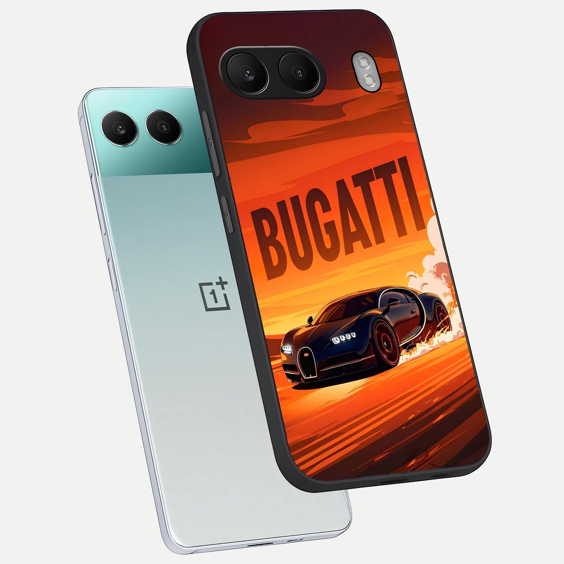  Inferno Bugatti Storm phone case For Oneplus Nord 4 showing premium glass back cover with detailed artwork