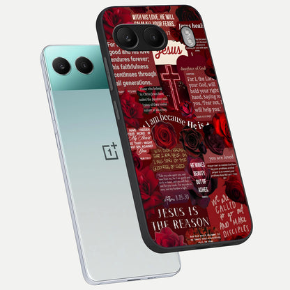  Jesus Love Heals phone case For Oneplus Nord 4 showing premium glass back cover with detailed artwork