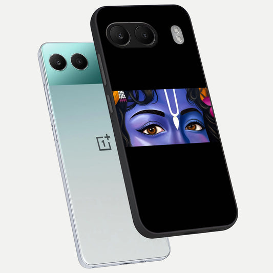  Krishna Eye phone case For Oneplus Nord 4 showing premium glass back cover with detailed artwork