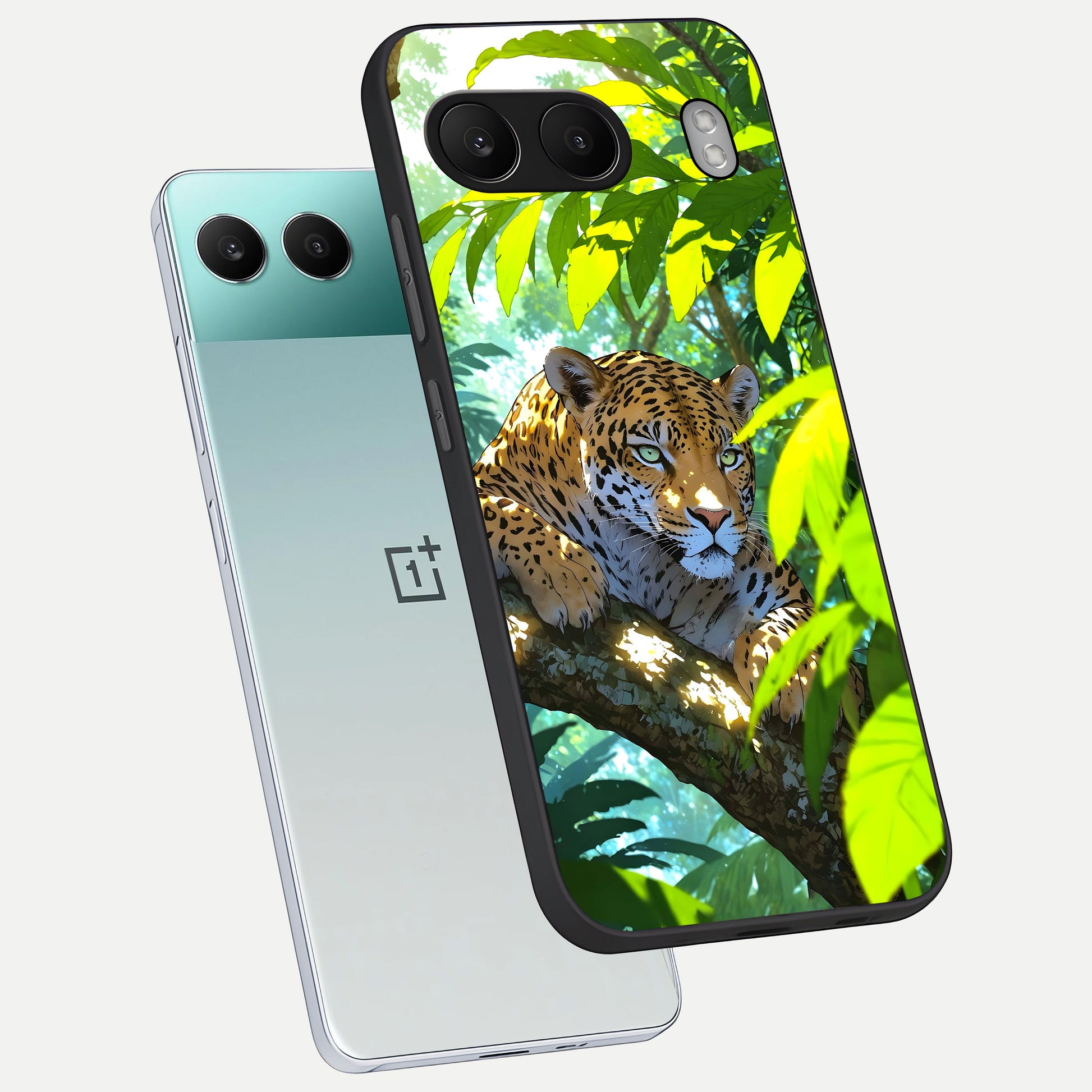 Leopard in Jungle phone case For Oneplus Nord 4 showing premium glass back cover with detailed artwork
