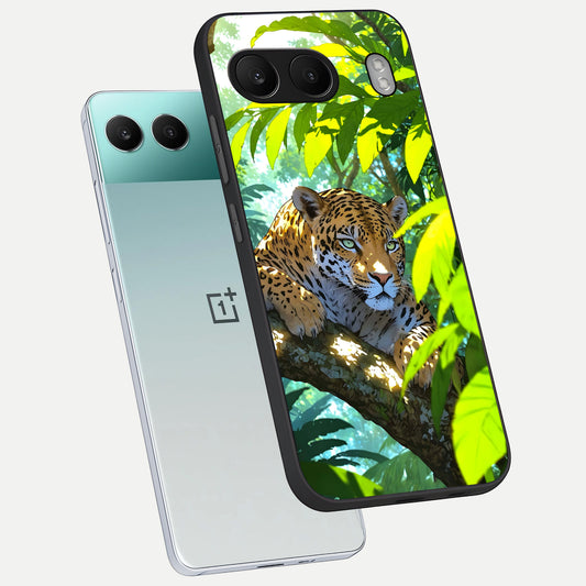  Leopard in Jungle phone case For Oneplus Nord 4 showing premium glass back cover with detailed artwork