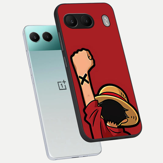  Luffy X Spirit phone case For Oneplus Nord 4 showing premium glass back cover with detailed artwork