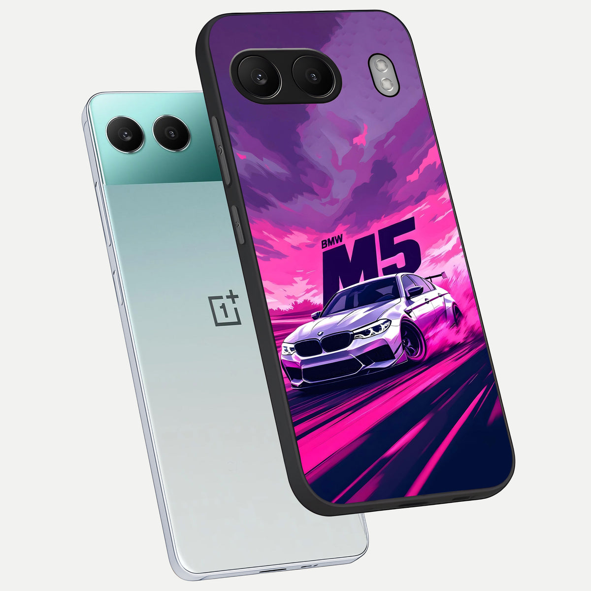  MS Neon Car phone case For Oneplus Nord 4 showing premium glass back cover with detailed artwork