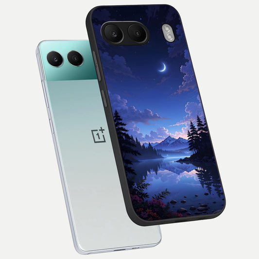  Midnight Lake Peace phone case For Oneplus Nord 4 showing premium glass back cover with detailed artwork