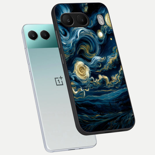  Midnight Sky Whirl phone case For Oneplus Nord 4 showing premium glass back cover with detailed artwork