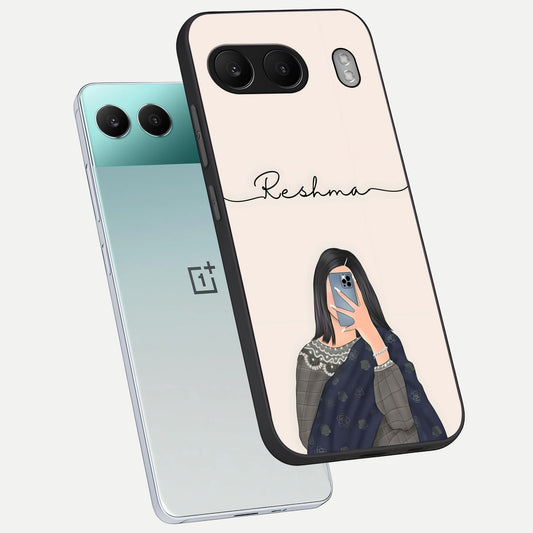  Mirror Mood Muse With Custom Name phone case For Oneplus Nord 4 showing premium glass back cover with detailed artwork