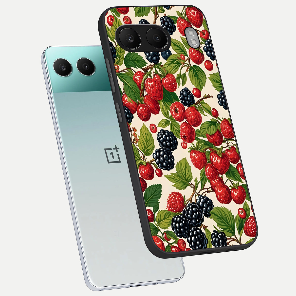  Mixed Berry Collage phone case For Oneplus Nord 4 showing premium glass back cover with detailed artwork