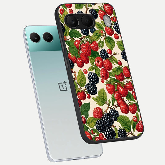  Mixed Berry Collage phone case For Oneplus Nord 4 showing premium glass back cover with detailed artwork