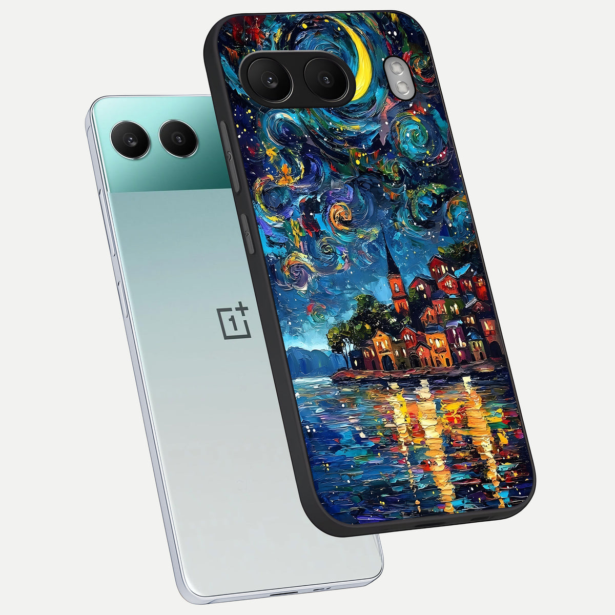  Moonlight Harbor Glow phone case For Oneplus Nord 4 showing premium glass back cover with detailed artwork