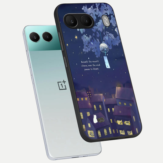  Moonlit Cat Silence phone case For Oneplus Nord 4 showing premium glass back cover with detailed artwork