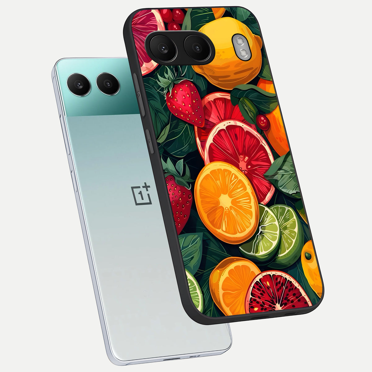  Multiple Fruits phone case For Oneplus Nord 4 showing premium glass back cover with detailed artwork