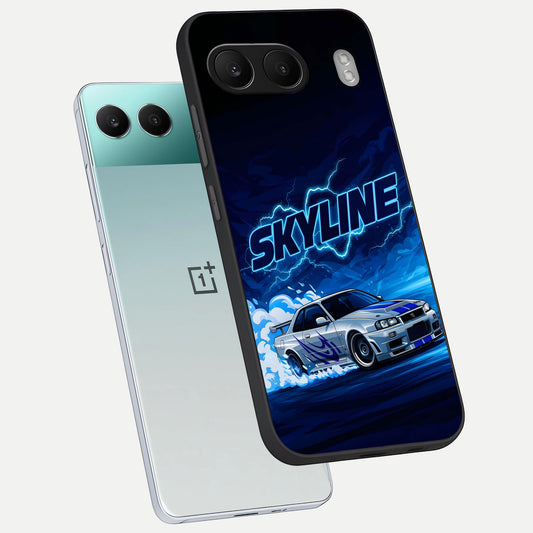  Neon Drift Beast phone case For Oneplus Nord 4 showing premium glass back cover with detailed artwork