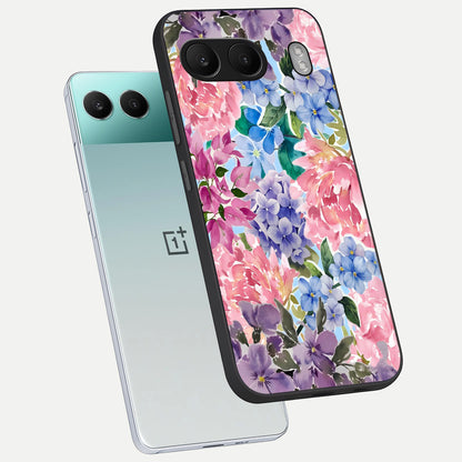  Pastel Floral Mix phone case For Oneplus Nord 4 showing premium glass back cover with detailed artwork