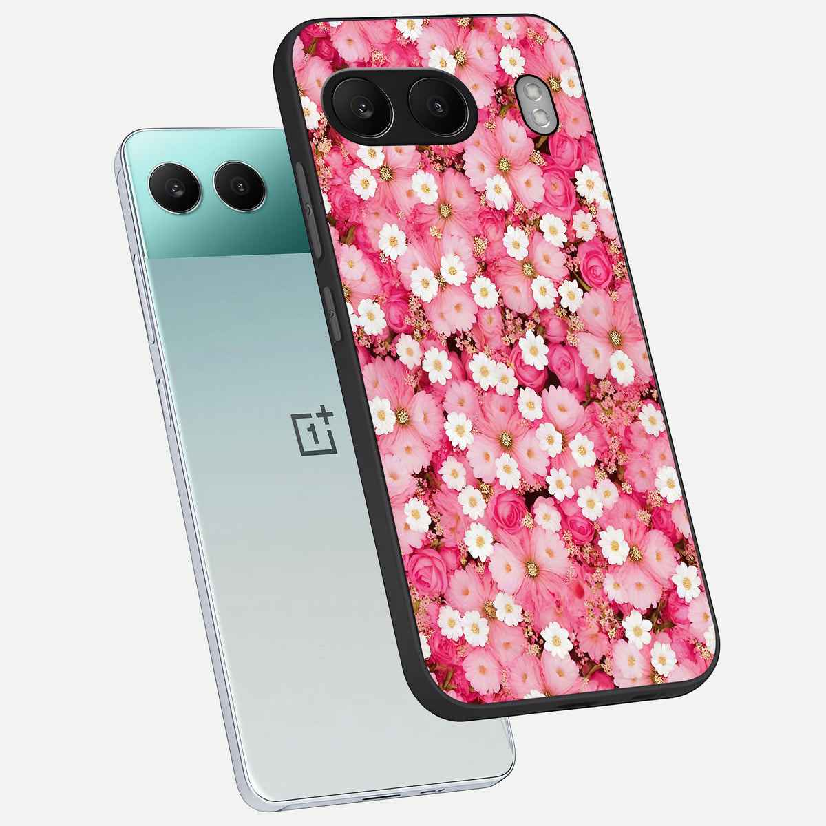  Pink Daisy Bliss phone case For Oneplus Nord 4 showing premium glass back cover with detailed artwork