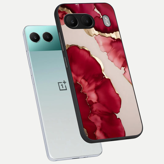  Pink And White Marble phone case For Oneplus Nord 4 showing premium glass back cover with detailed artwork