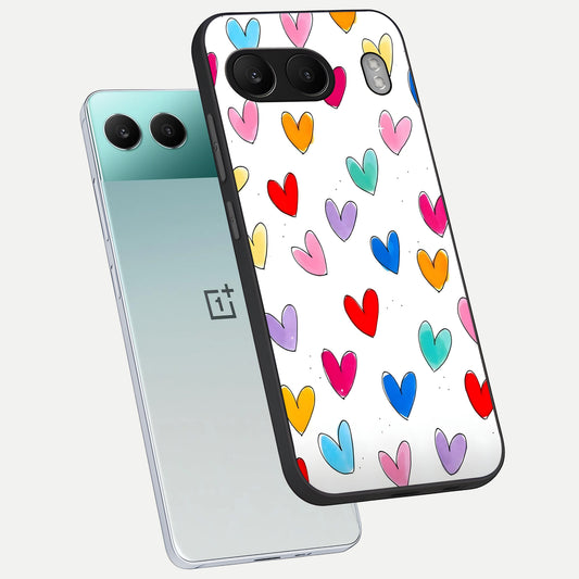  Playful Love Doodles phone case For Oneplus Nord 4 showing premium glass back cover with detailed artwork
