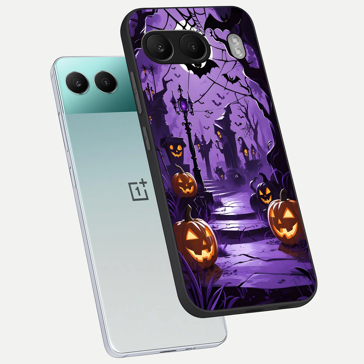  Pumpkin Patch Halloween phone case For Oneplus Nord 4 showing premium glass back cover with detailed artwork