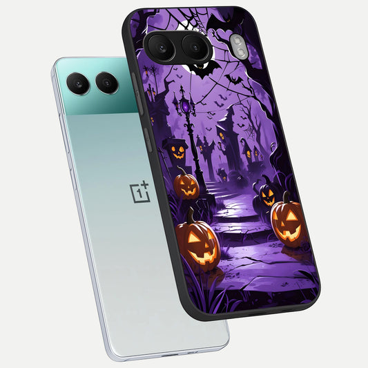  Pumpkin Patch Halloween phone case For Oneplus Nord 4 showing premium glass back cover with detailed artwork