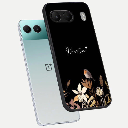  Quiet Garden Tune Custom Name phone case For Oneplus Nord 4 showing premium glass back cover with detailed artwork