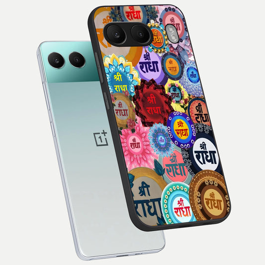  Radha Divine Bloom phone case For Oneplus Nord 4 showing premium glass back cover with detailed artwork