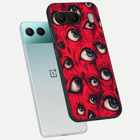  Red Eyes Pattern phone case For Oneplus Nord 4 showing premium glass back cover with detailed artwork