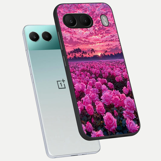  Rose Sunset Valley phone case For Oneplus Nord 4 showing premium glass back cover with detailed artwork