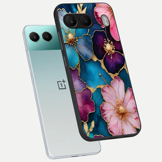  Sparkle Floral phone case For Oneplus Nord 4 showing premium glass back cover with detailed artwork