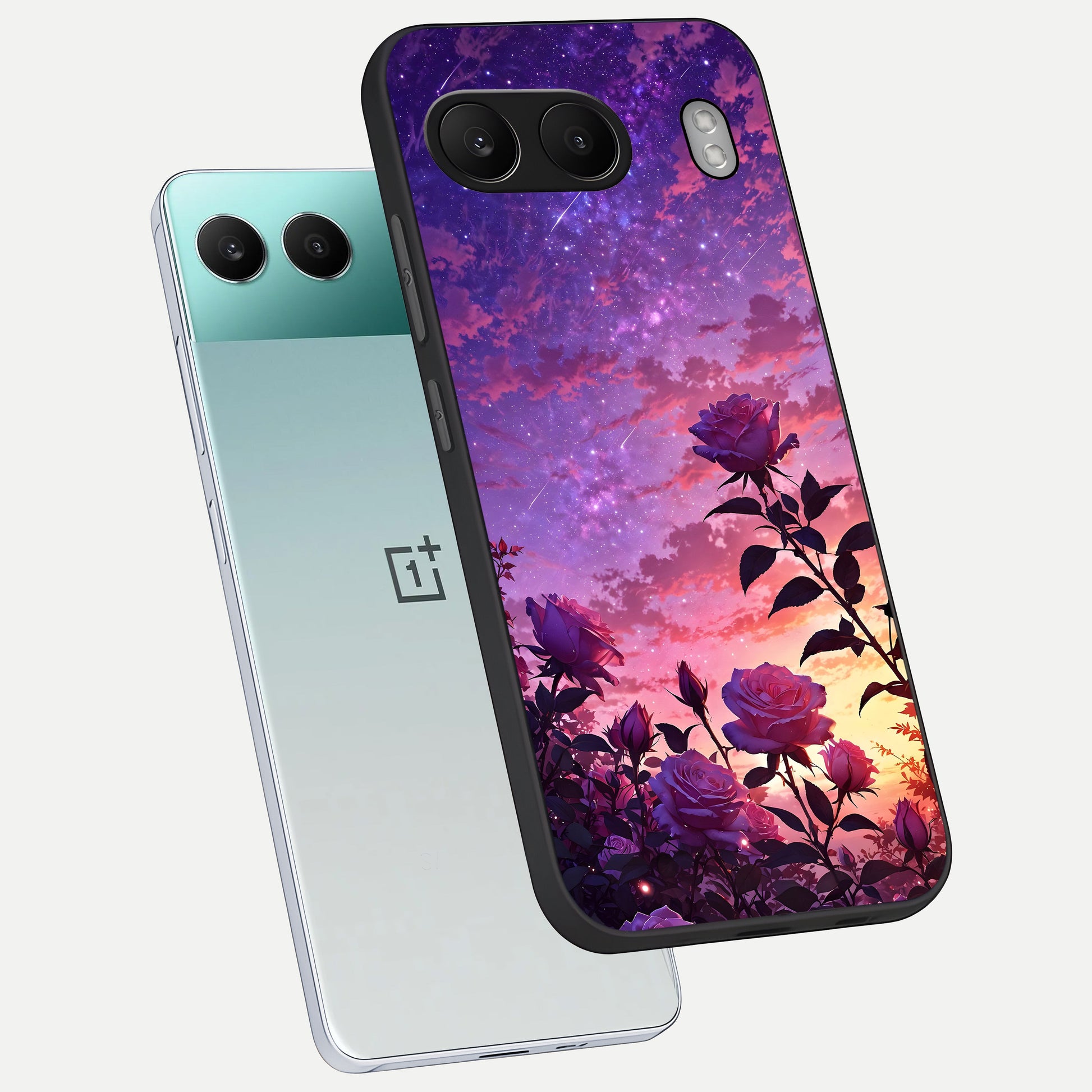  Starlit Rose Twilight phone case For Oneplus Nord 4 showing premium glass back cover with detailed artwork