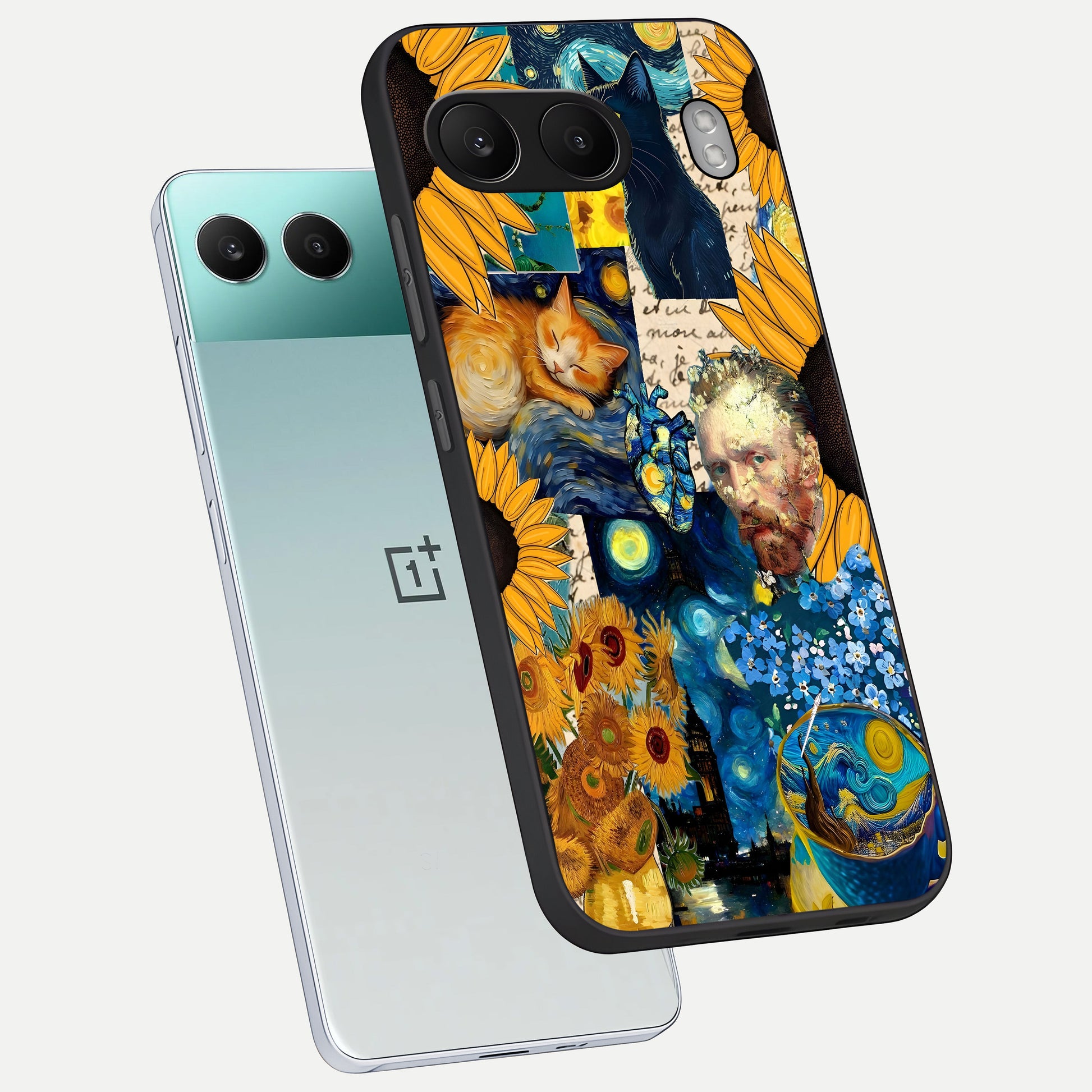  Sunflower Chic Mood Custom Name phone case For Oneplus Nord 4 showing premium glass back cover with detailed artwork