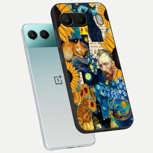  Sunflower Chic Mood Custom Name phone case For Oneplus Nord 4 showing premium glass back cover with detailed artwork