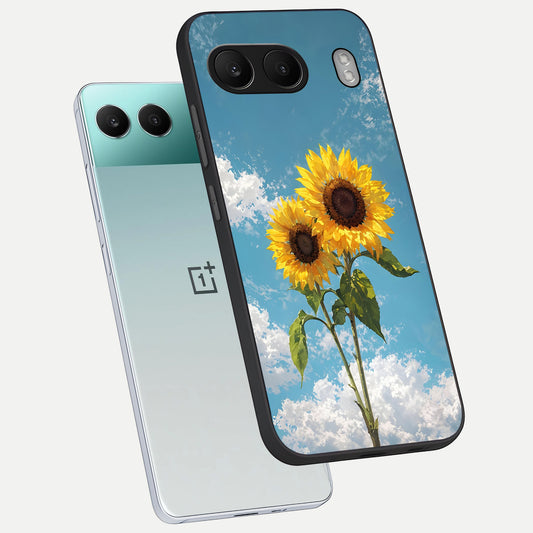  Sunlit Daisy Glow phone case For Oneplus Nord 4 showing premium glass back cover with detailed artwork
