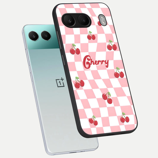  Sweet Cherry Vibes phone case For Oneplus Nord 4 showing premium glass back cover with detailed artwork