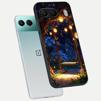  Twilight Garden Swing phone case For Oneplus Nord 4 showing premium glass back cover with detailed artwork