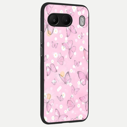  Blush Butterfly Garden back cover For Oneplus Nord 4 slim fit glass case with vibrant aesthetic design