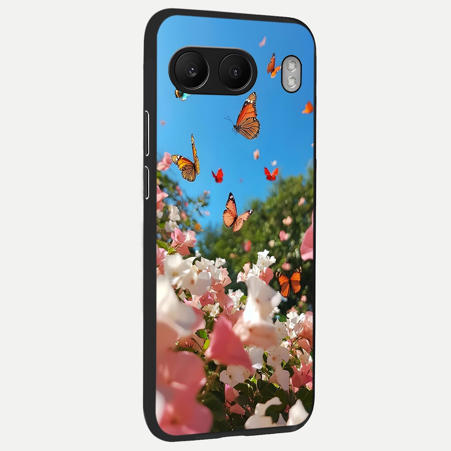  Butterflies In Bloom Sky back cover For Oneplus Nord 4 slim fit glass case with vibrant aesthetic design