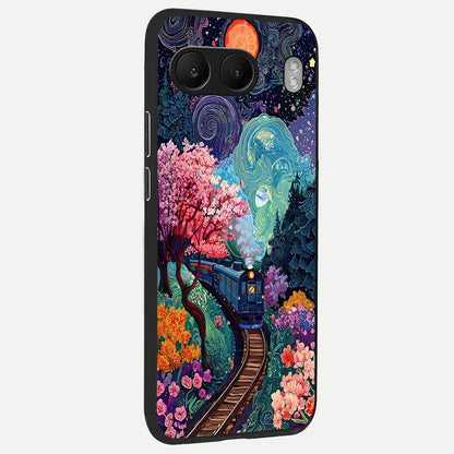  Celestial Train Journey back cover For Oneplus Nord 4 slim fit glass case with vibrant aesthetic design