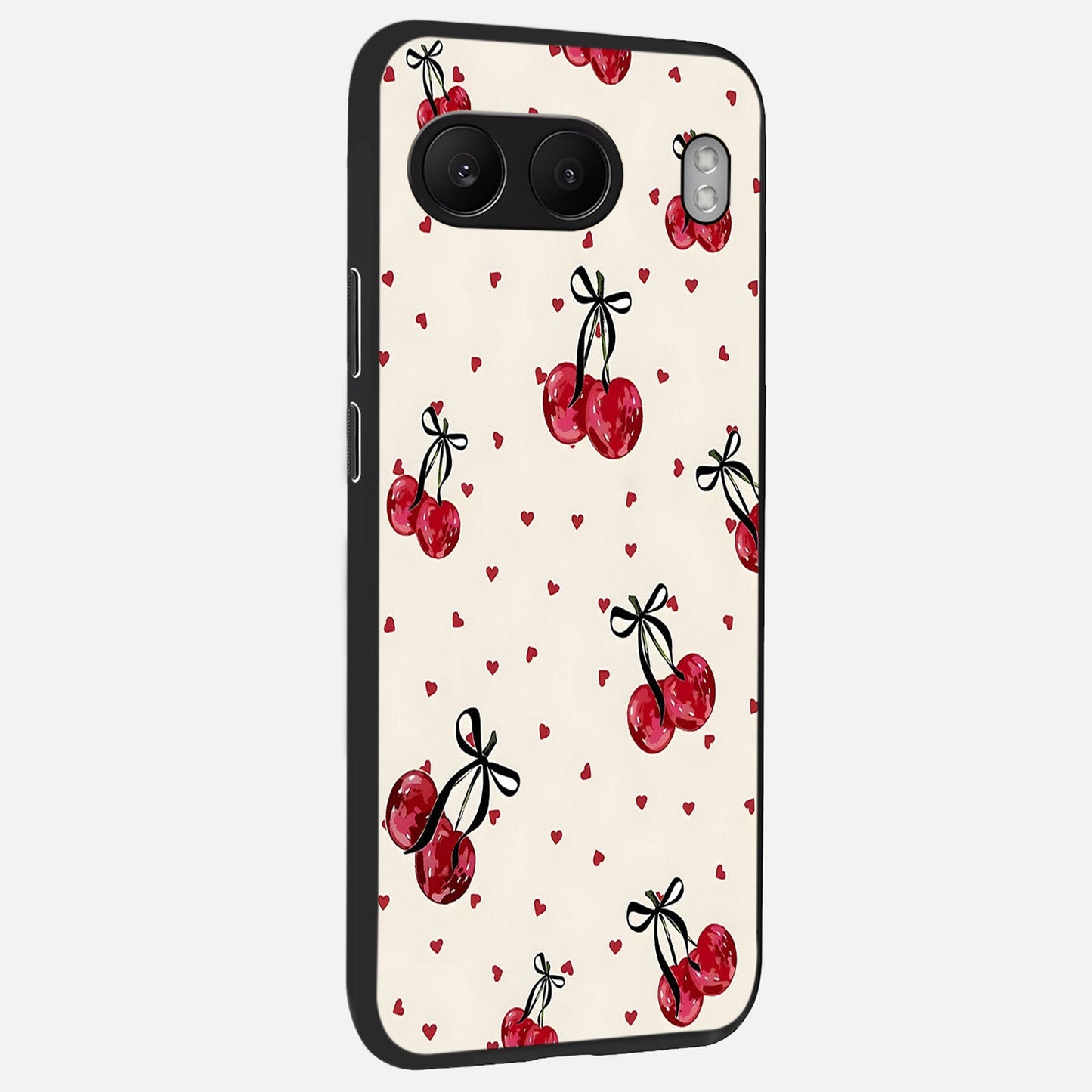  Cherry Heart Bow back cover For Oneplus Nord 4 slim fit glass case with vibrant aesthetic design
