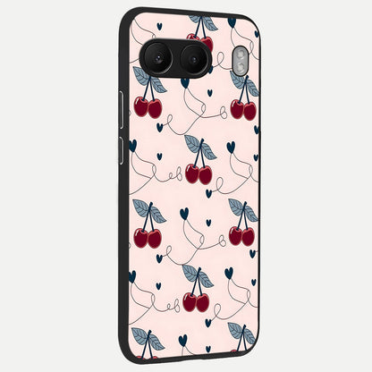  Cherry Heart Line back cover For Oneplus Nord 4 slim fit glass case with vibrant aesthetic design
