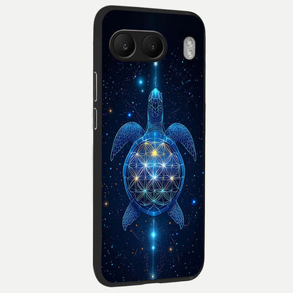  Crimson Blue Turtle back cover For Oneplus Nord 4 slim fit glass case with vibrant aesthetic design