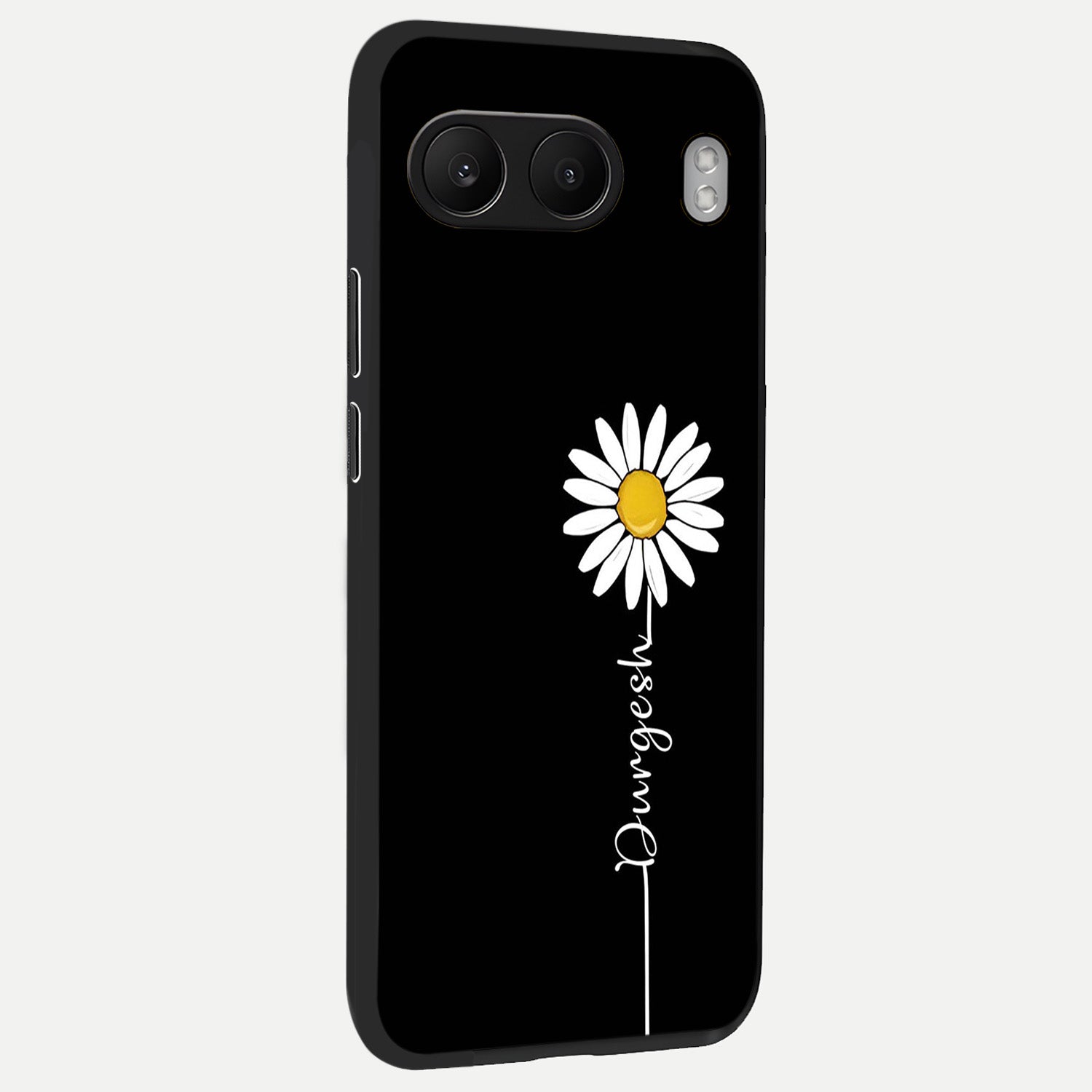  Custom Name White Flower back cover For Oneplus Nord 4 slim fit glass case with vibrant aesthetic design