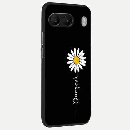  Custom Name White Flower back cover For Oneplus Nord 4 slim fit glass case with vibrant aesthetic design